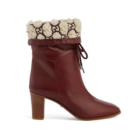 Gucci Shoes - NIB Gucci bordeaux leather GG Shearling Effect Knee-High Boots - IT 39.5/US 9.5